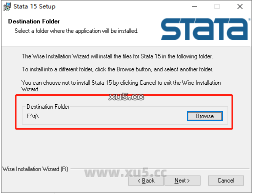 Stata 15安装教程：选择安装路径界面截图