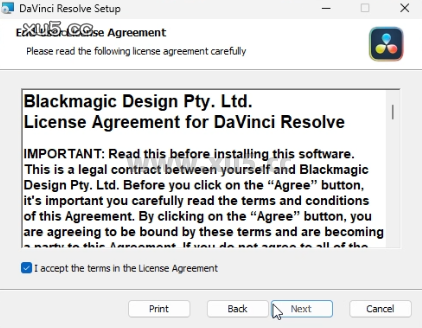 DaVinci Resolve安装路径选择界面